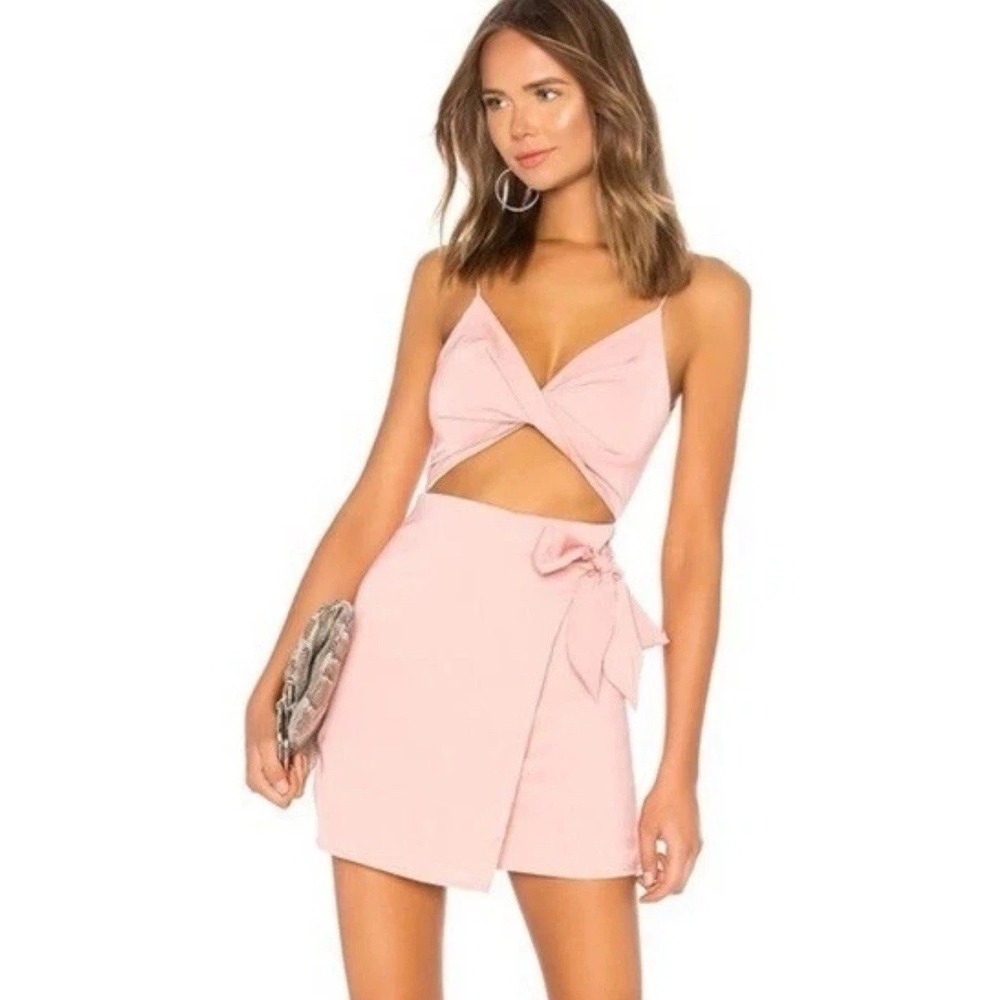 By The Way Revolve Pink Cut Out Mini Dress Side Tie Bodycon Party Small
